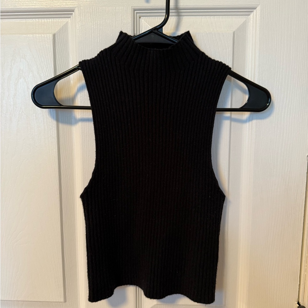 Black Ribbed Cut Out Tank Top